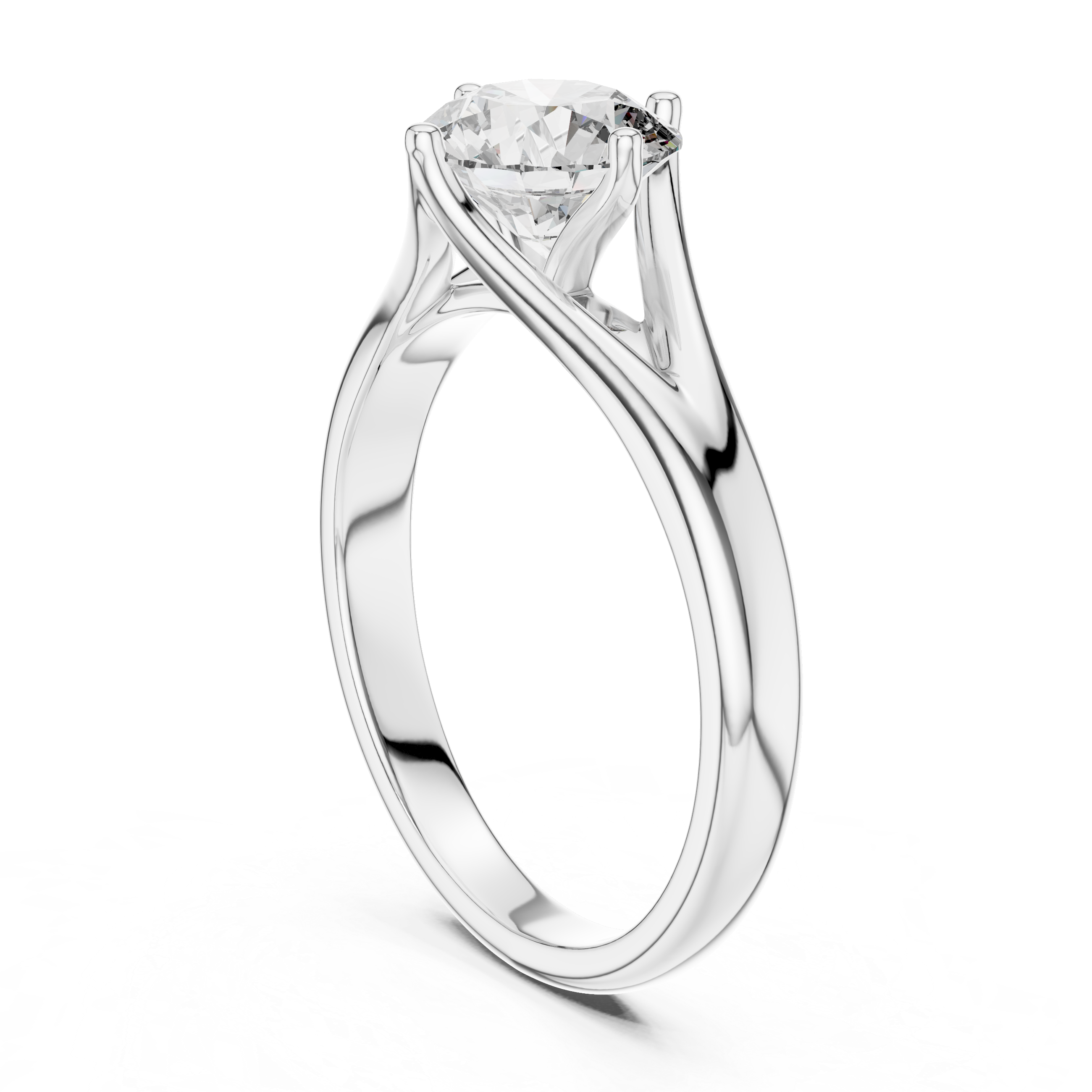 Silver ring with a diamond on a white background